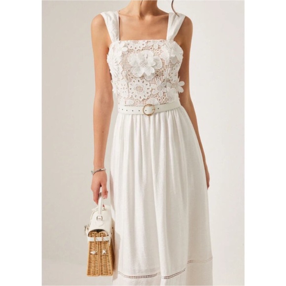 NWT Commense White Floral 3D Lace Maxi Dress - Picture 5 of 16